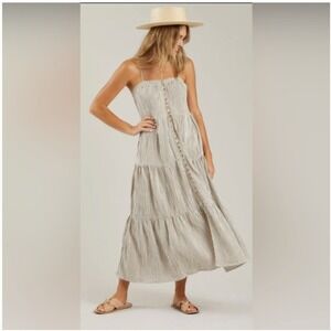 Rylee + Cru Tiered Maxi Dress Nautical Stripe Boho Size XS